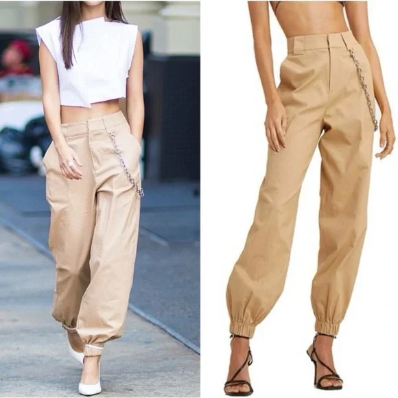 I.AM.GIA Tan Women's Joggers with Chain Detail - Picture 3 of 3